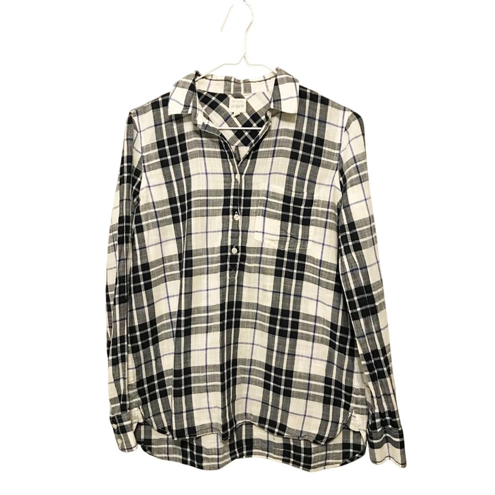 J Crew factory plaid popover 1/4 button down size XS